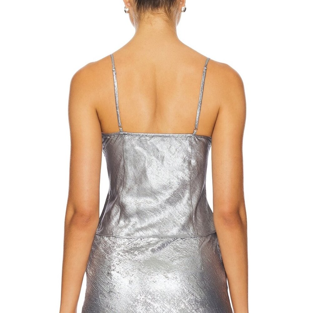 NIA Moss Metallic Cami Top - Chrome - Size Small - Picture 2 of 7
